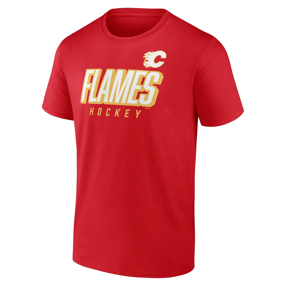 Ensemble de deux t-shirts Fanatics pour hommes, rouge/jaune, Flames Calgary