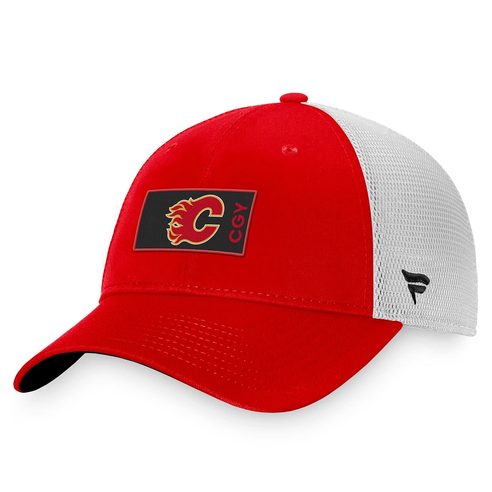 Fanatics pour hommes Red Calgary Flames Repêchage 2022 de la LNH - Casquette réglable authentique Pro Rink Trucker