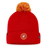 Men's Fanatics Red Calgary Flames 2023 NHL Draft Authentic Pro Cuffed Knit Hat with Pom