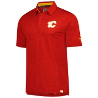 Polo Authentic Pro Jacquard rouge des Flames de Calgary pour homme