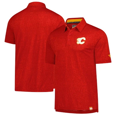 Polo Authentic Pro Jacquard rouge des Flames de Calgary pour homme