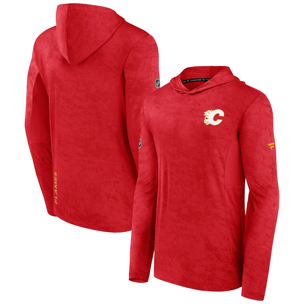 Men's Fanatics Red Calgary Flames Authentic Pro - Pullover Hoodie