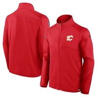 Veste polaire entièrement zippée authentique Pro Rink des Flames de Calgary Fanatics pour homme, rouge