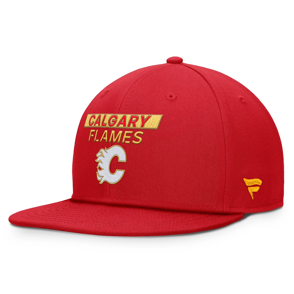 Casquette Snapback authentique Pro Rink Prime des Flames de Calgary pour hommes Fanatics Red