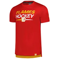 T-shirt authentique Pro Tech rouge des Flames de Calgary pour homme