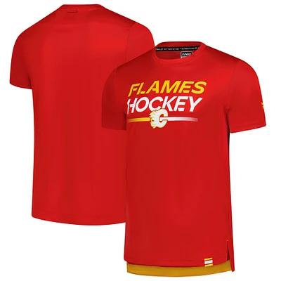 T-shirt authentique Pro Tech rouge des Flames de Calgary pour homme