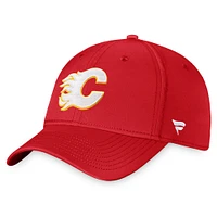 Fanatics pour hommes, rouge, Flames de Calgary, logo principal Flex - Casquette