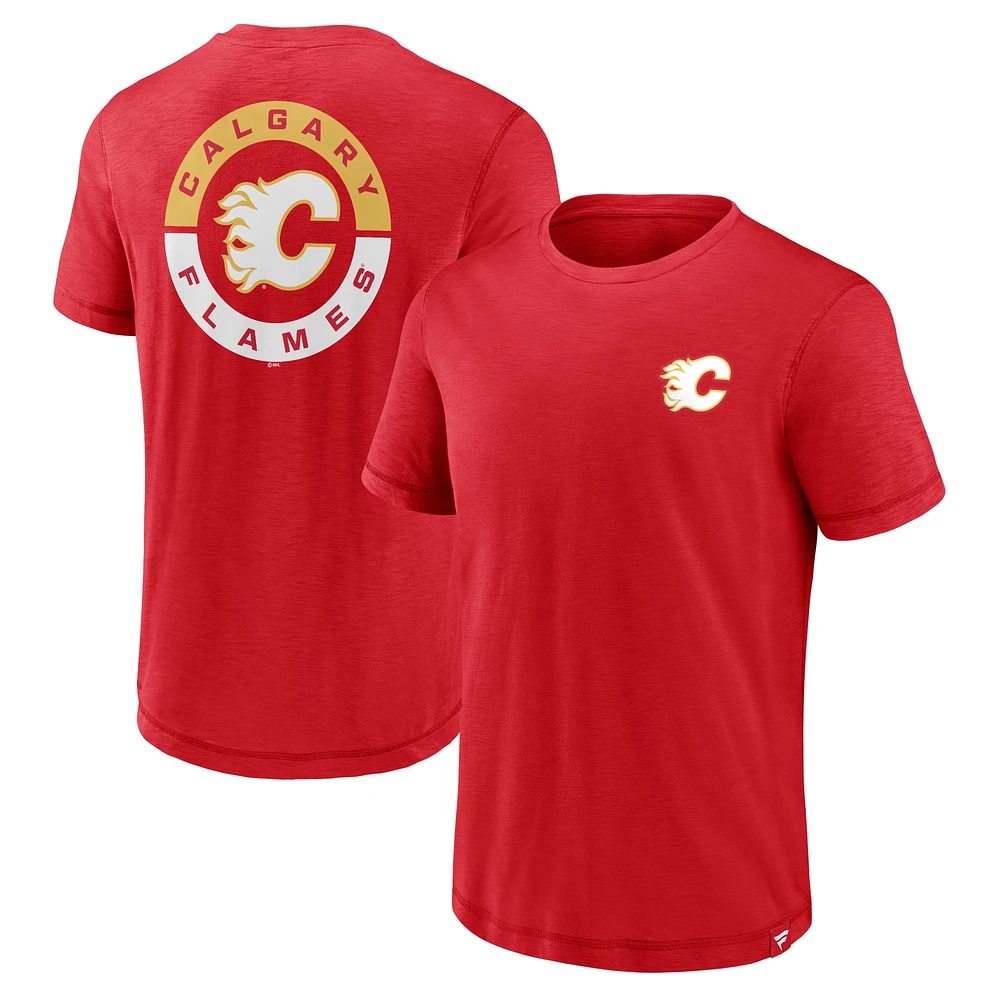 T-shirt rouge Fanatics pour hommes des Flames de Calgary Fundamental High Stick