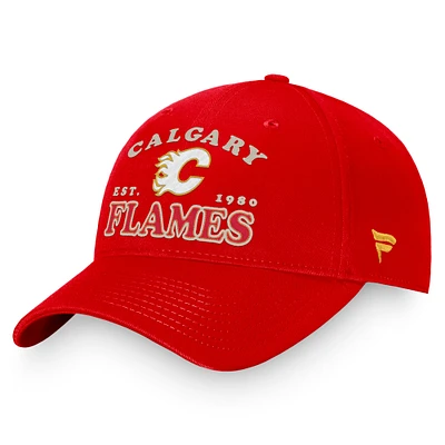 Casquette réglable vintage rouge Calgary Flames Heritage Fanatics pour hommes