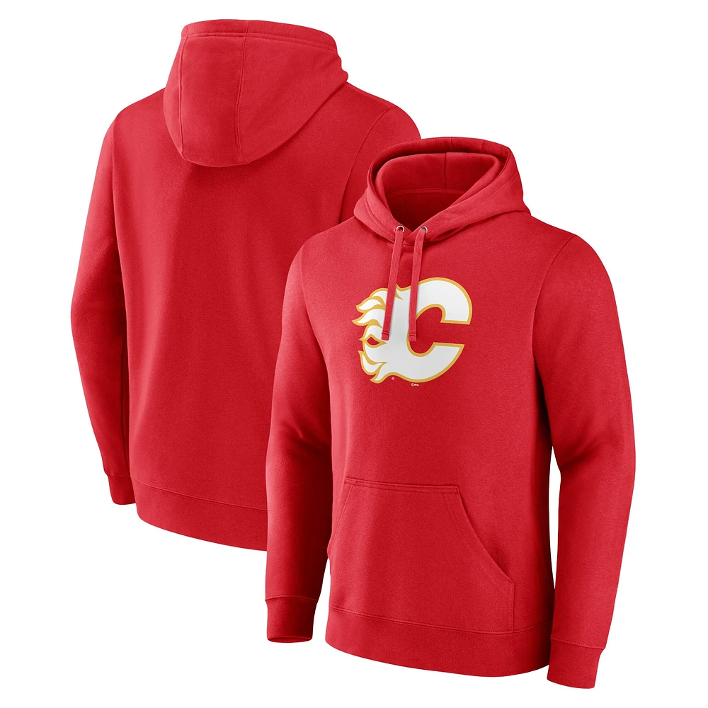 Men's Fanatics Red Calgary Flames Primary Logo Pullover - Hoodie