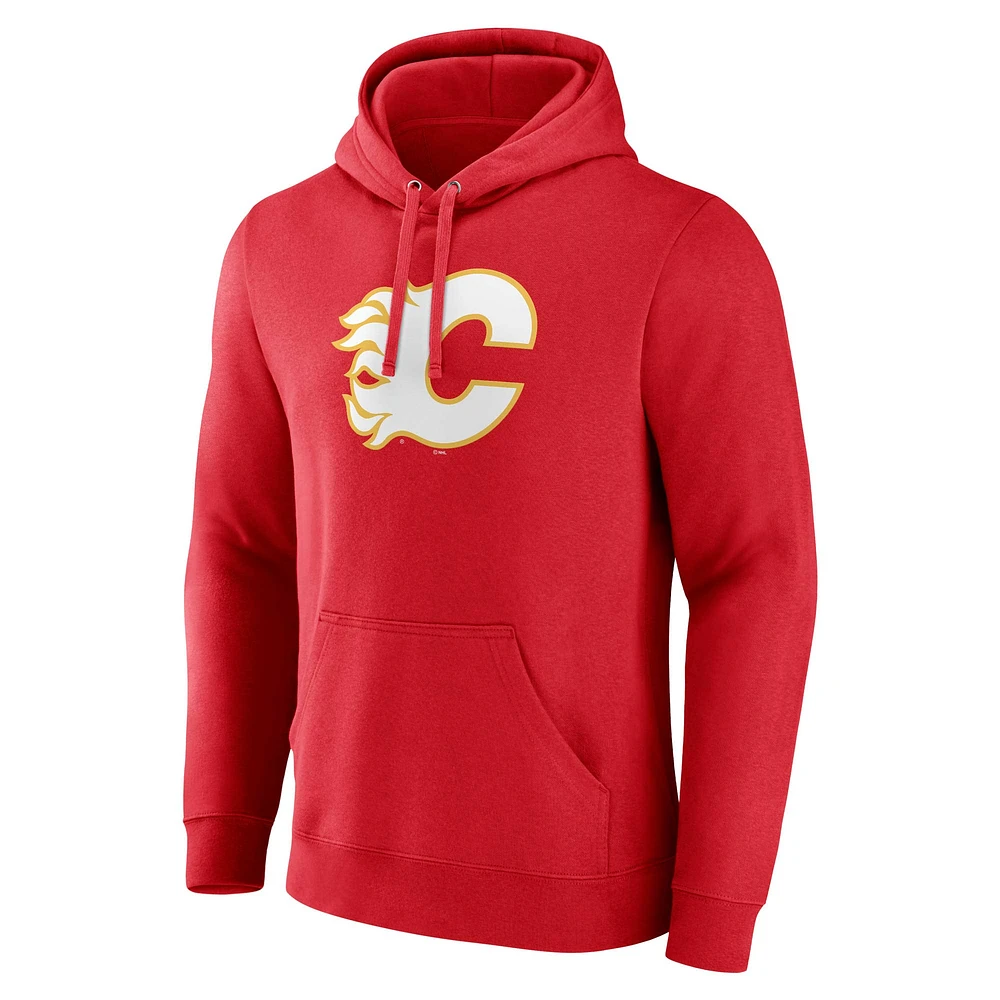 Chandail à capuchon rouge avec logo de l'équipe principale des Flames Calgary Fanatics pour hommes