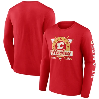 T-shirt à manches longues rouge pour hommes Fanatics Calgary Flames Rinkside