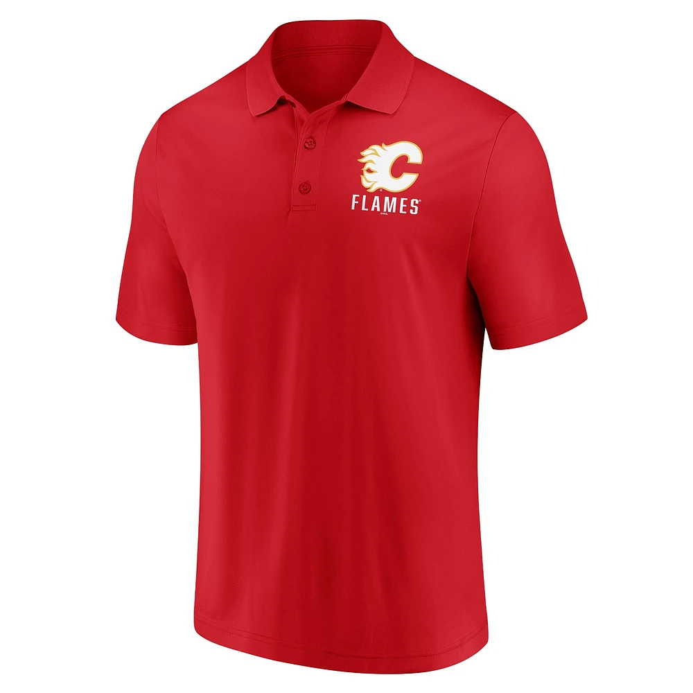 Ensemble polo Fanatics blanc/rouge des Flames de Calgary pour hommes