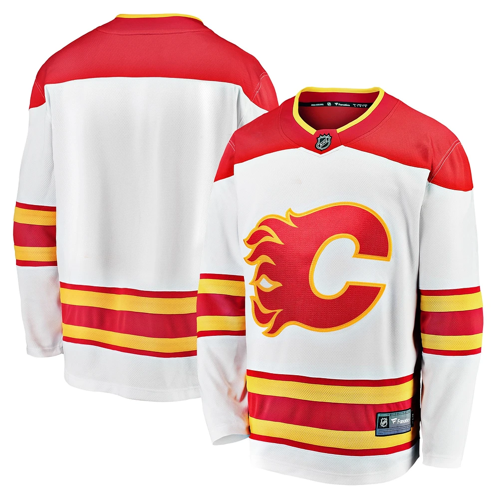 Hommes Fanatics Branded White Calgary Flames 2020/21 Away - Premier Breakaway Jersey