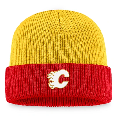 Bonnet en tricot à revers vintage fanatiques jaune/rouge des Flames de Calgary Heritage pour hommes