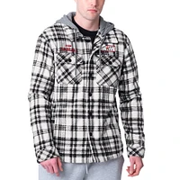 Men's G-III Sports by Carl Banks Black Calgary Flames Pickoff Plaid Fleece Shirt Full-Zip Hoodie