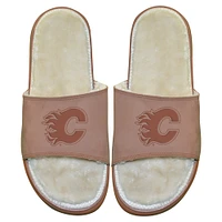 Men's ISlide Calgary Flames Nubuck Fur Primary Logo Sandals