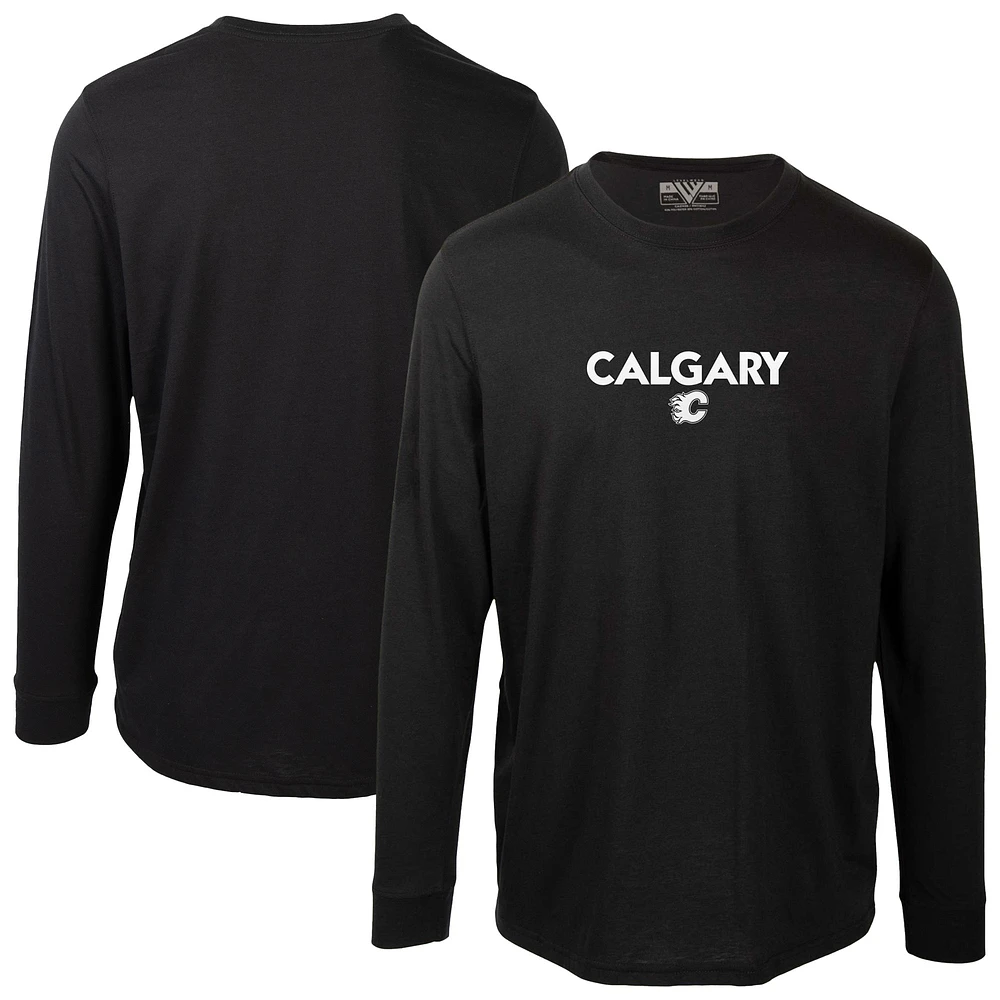 Men's Levelwear Black Calgary Flames Oscar City Capsule Long Sleeve T-Shirt