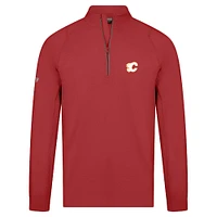 Men's Levelwear Red Calgary Flames Theory Insignia Core Raglan Quarter-Zip Pullover Top