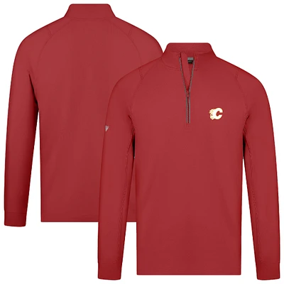 Men's Levelwear Red Calgary Flames Theory Insignia Core Raglan Quarter-Zip Pullover Top