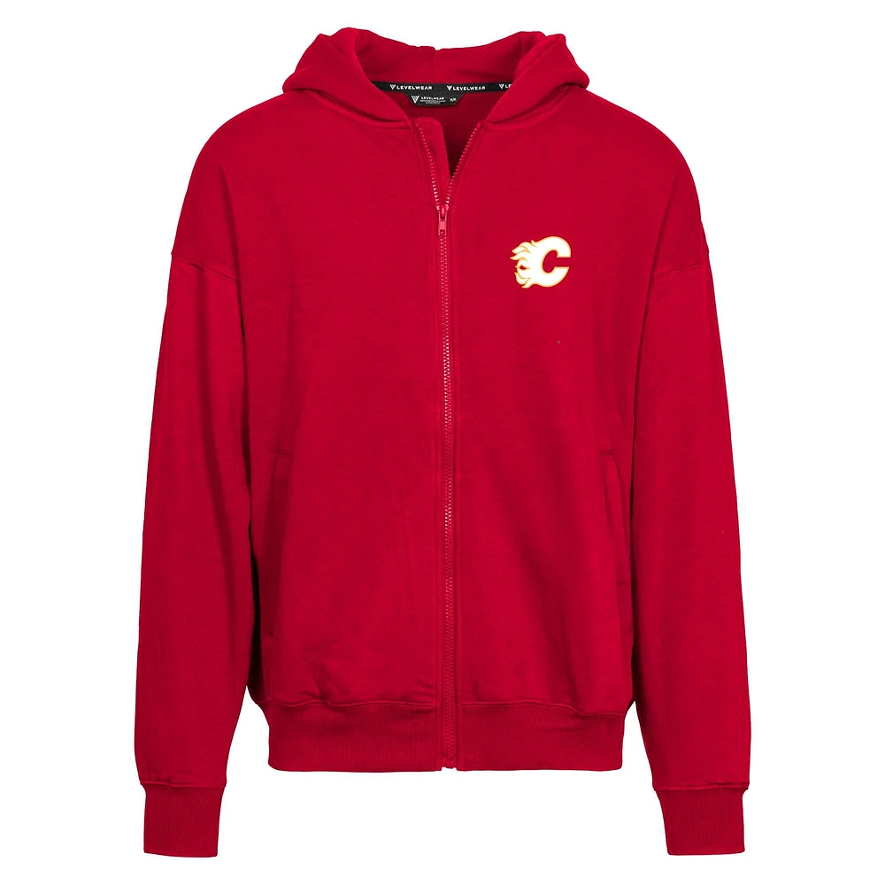 Sweat à capuche entièrement zippé rouge des Flames de Calgary Uphill Insignia Levelwear pour hommes