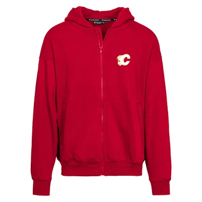Sweat à capuche entièrement zippé rouge des Flames de Calgary Uphill Insignia Levelwear pour hommes