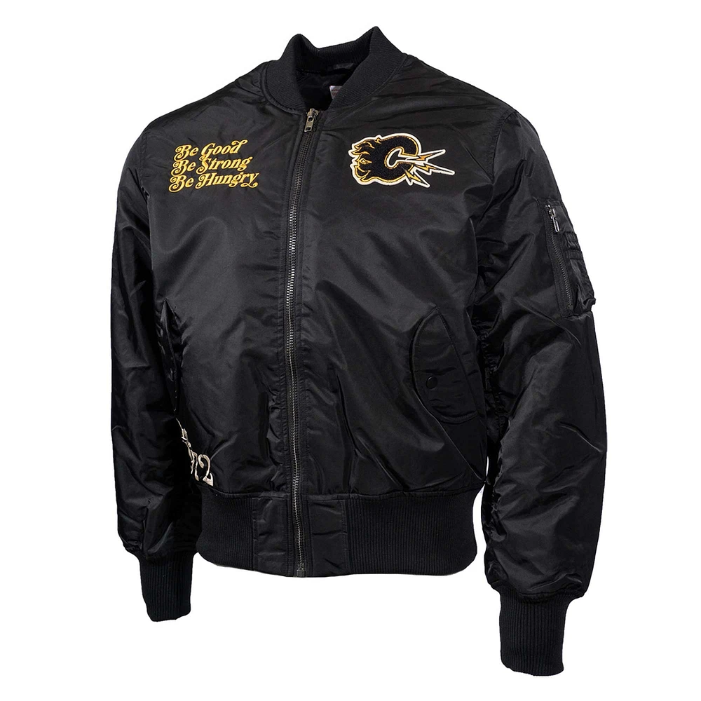 Blouson aviateur entièrement zippé Mitchell & Ness pour hommes des Flames de Calgary Eye Of The Tiger