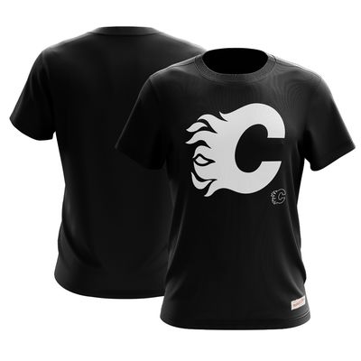 Men's Mitchell & Ness Black Calgary Flames - Negative Space T-Shirt