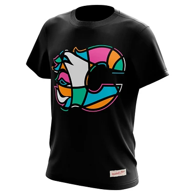 T-shirt noir en verre teinté des Flames de Calgary Mitchell & Ness pour hommes