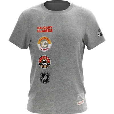 T-shirt Mitchell & Ness Heather Grey Calgary Flames City Collection pour homme