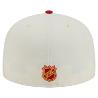 Men's New Era Cream/Red Calgary Flames Chrome 59FIFTY Fitted Hat