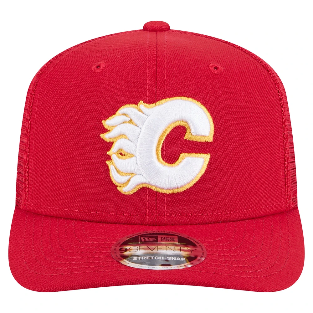 Men's New Era Red Calgary Flames 9SEVENTY Stretch-Snap Trucker Hat