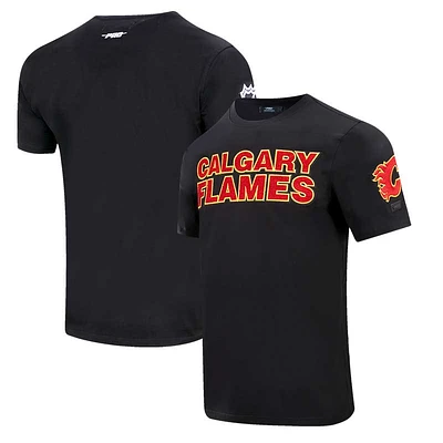 T-shirt classique Pro Standard Flames de Calgary en chenille noir pour homme