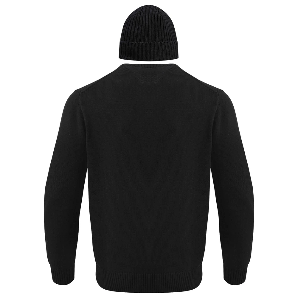 Coffret cadeau pull et bonnet en tricot à revers Pro Standard pour hommes, noir des Flames de Calgary