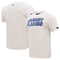 Men's Pro Standard Cream Calgary Flames Varsity Blues T-Shirt