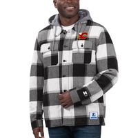 Men's Starter Black/White Calgary Flames Sherpa Full-Button Flannel - Jacket