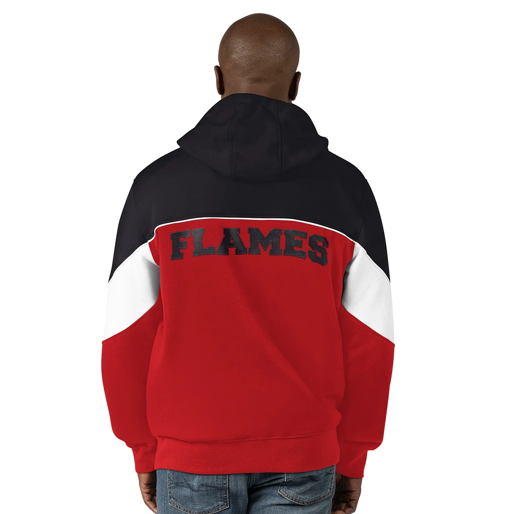 Men's Starter  Red/Black Calgary Flames Power Forward Full-Zip Hoodie