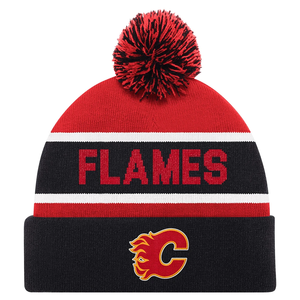 Bonnet en tricot à revers pour hommes Starter Red Calgary Flames avec pompon