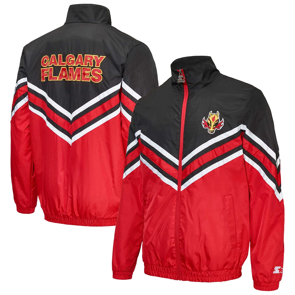 Men's Starter Red Calgary Flames Power Hitter Full-Zip Jacket