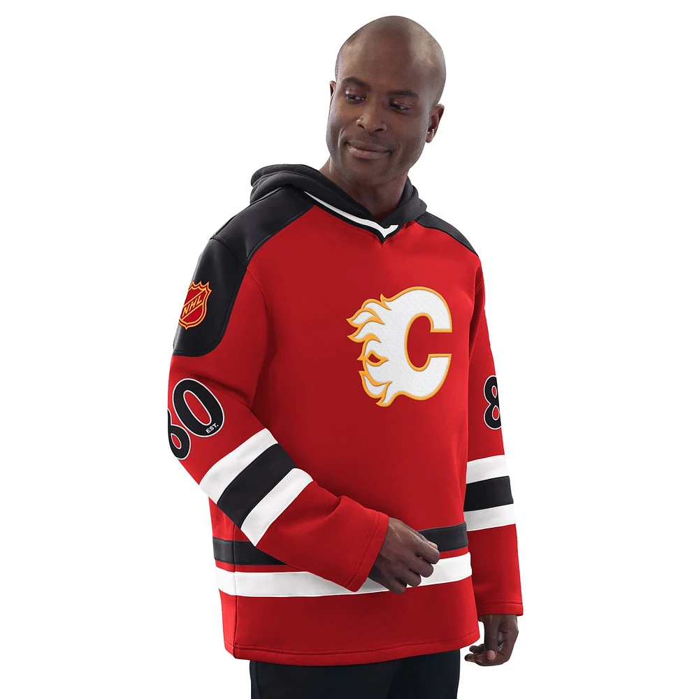 Men's Starter  Red Calgary Flames Sweeper Fashion Jersey Pullover Sweatshirt