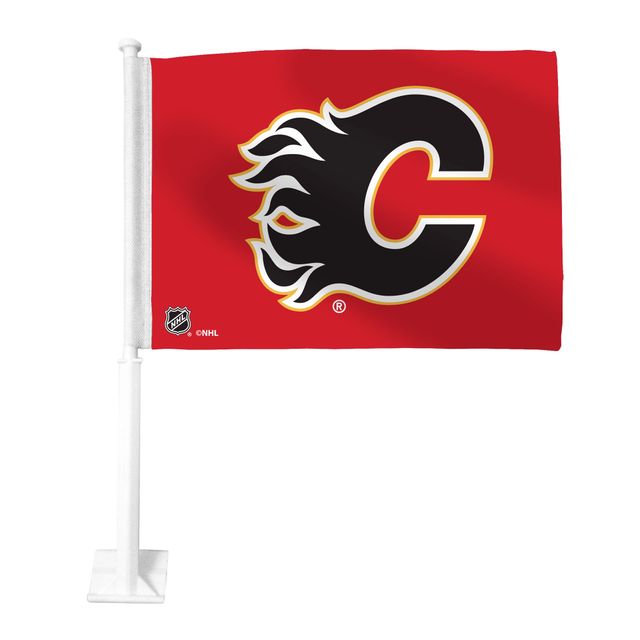 Drapeau de voiture rouge des Flames de Calgary 11"x 15"