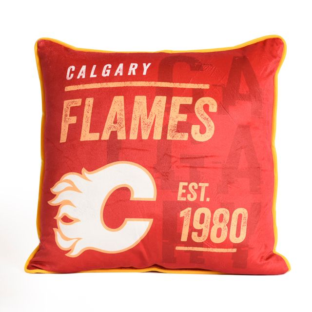 Coussin décoratif réversible avec logo d'équipe 18'' x 18'' Red Calgary Flames