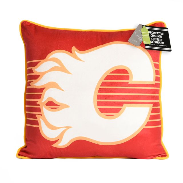 Coussin décoratif réversible avec logo d'équipe 18'' x 18'' Red Calgary Flames