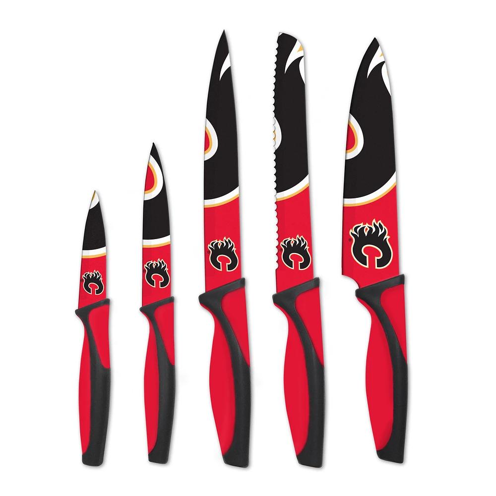 Ensemble de 5 couteaux de cuisine Calgary Flames rouges