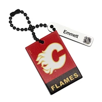 Étiquette de sac rectangle en cuir rouge Calgary Flames personnalisée