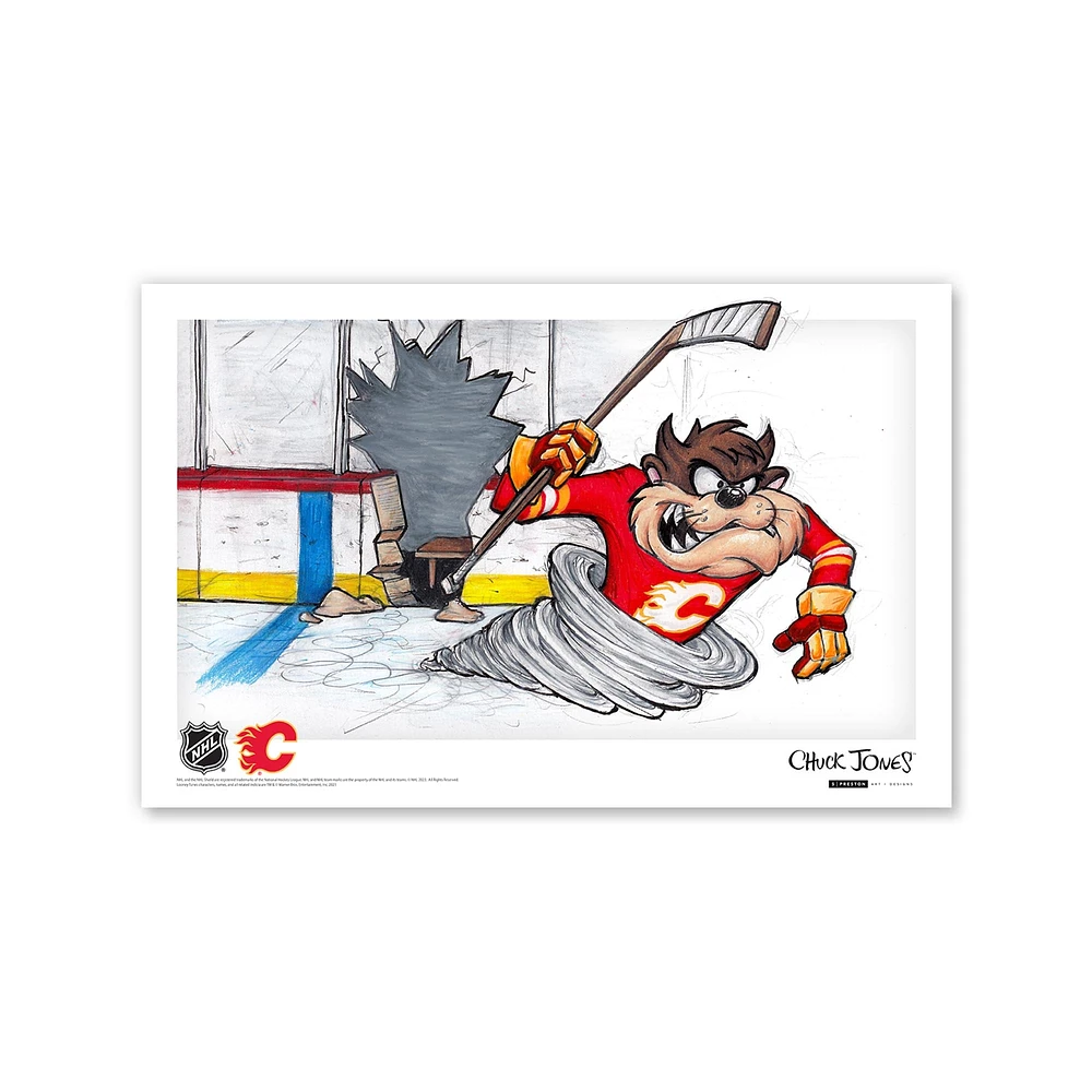 Tasmanian Devil Calgary Flames Looney Tunes 11" x 17" Poster Print