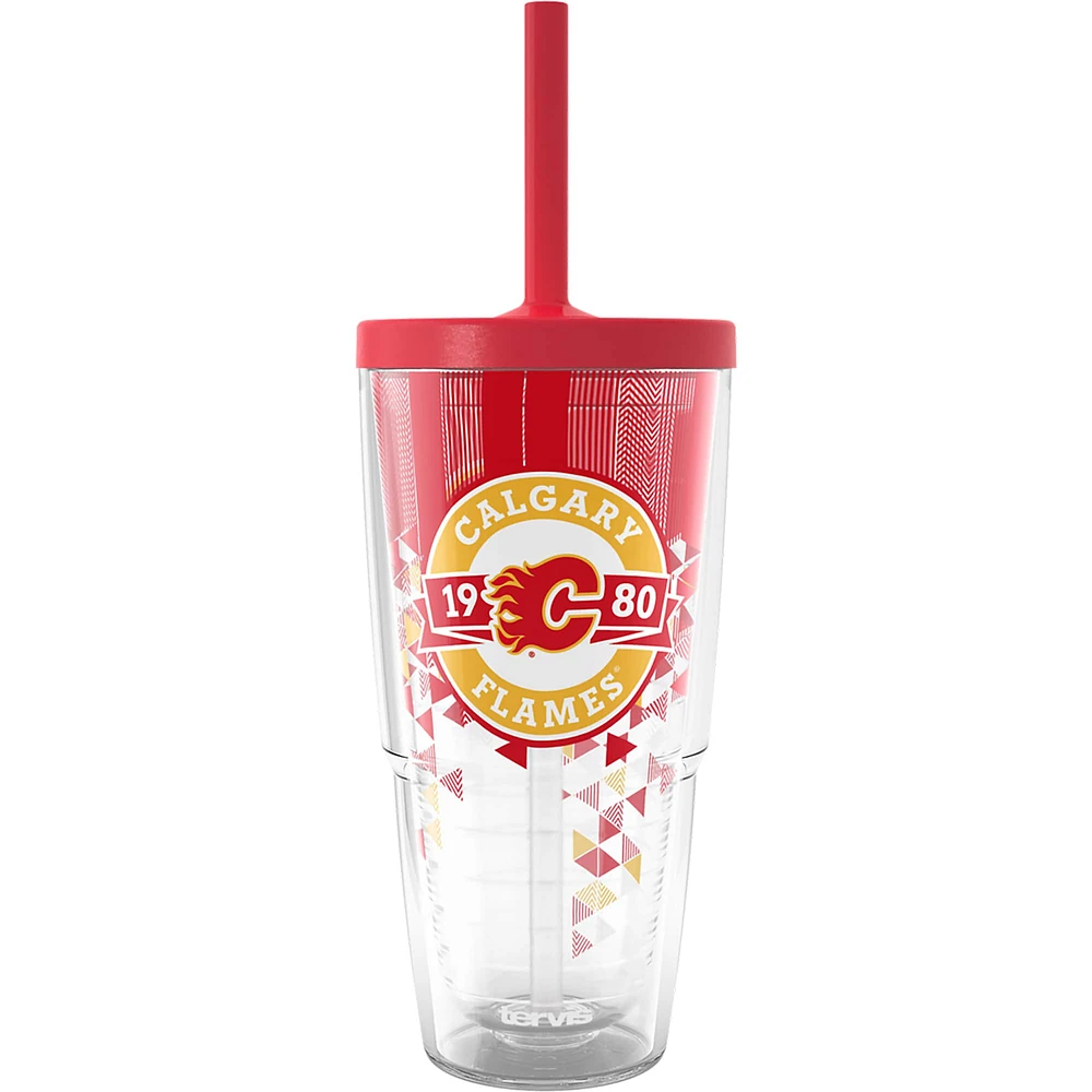 Gobelet classique Tervis Calgary Flames Shatter de 24 oz avec couvercle à paille