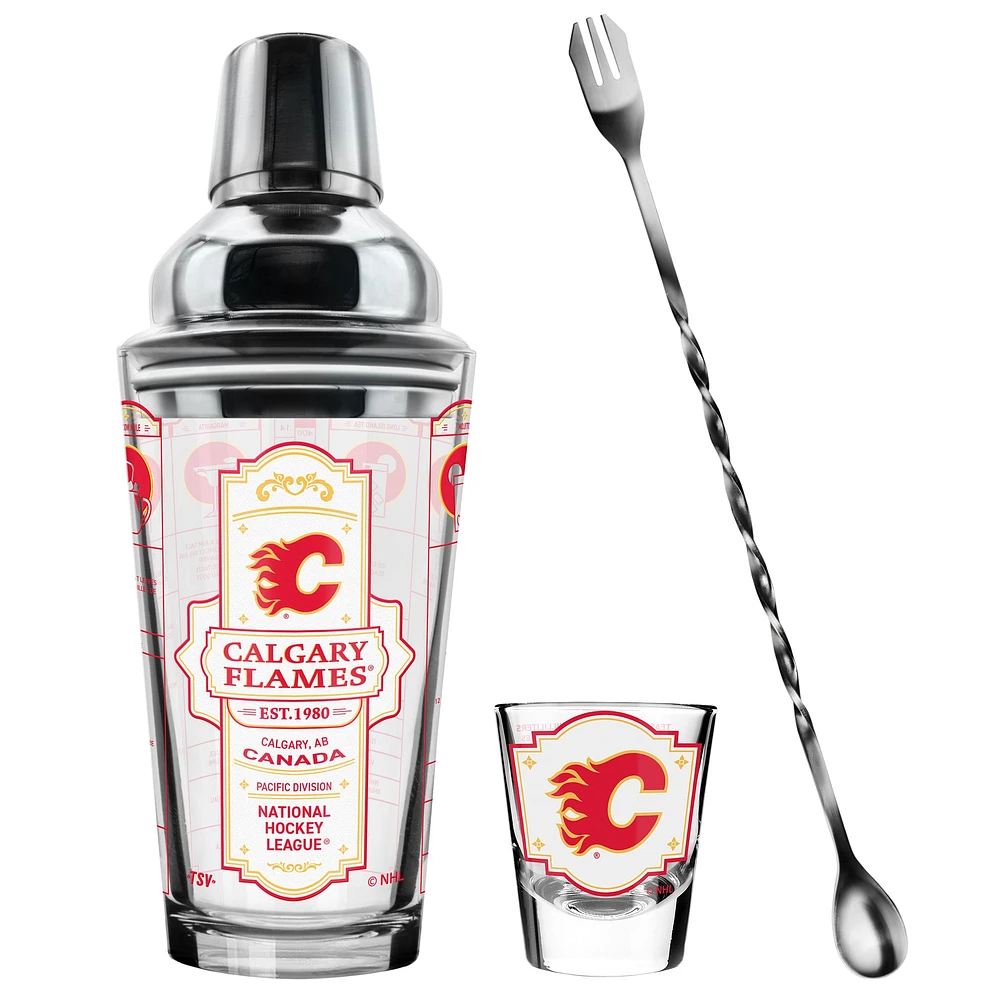 Ensemble de cinq verres à shot et verres à mélange pour barman des Flames de Calgary de The Sports Vault