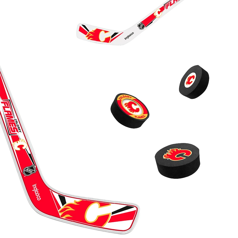 The Sports Vault Calgary Flames Mini Hockey Stick & Foam Puck Eight-Piece Set