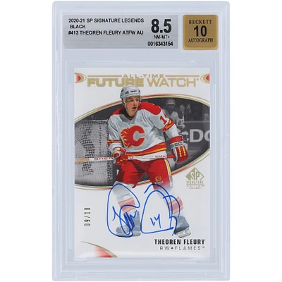 Carte autographiée Upper Deck SP Authentic Black #413 #9/10 BGS 8.5/10 de Theoren Fleury Calgary Flames 2020-21